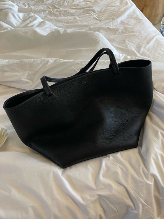 The Row Handbags - The Row Park Tote Three Black Grained Leather Tote Bag